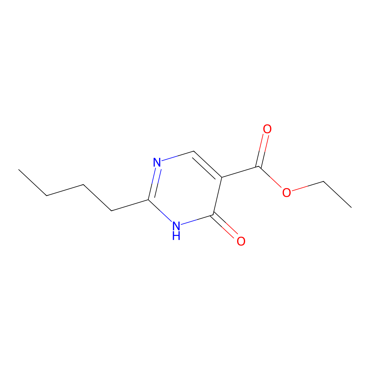 Ethyl 2-butyl-6-oxo-1,6-dihydropyrimidine-5-carboxylate molecular structure, CAS 72790-12-6