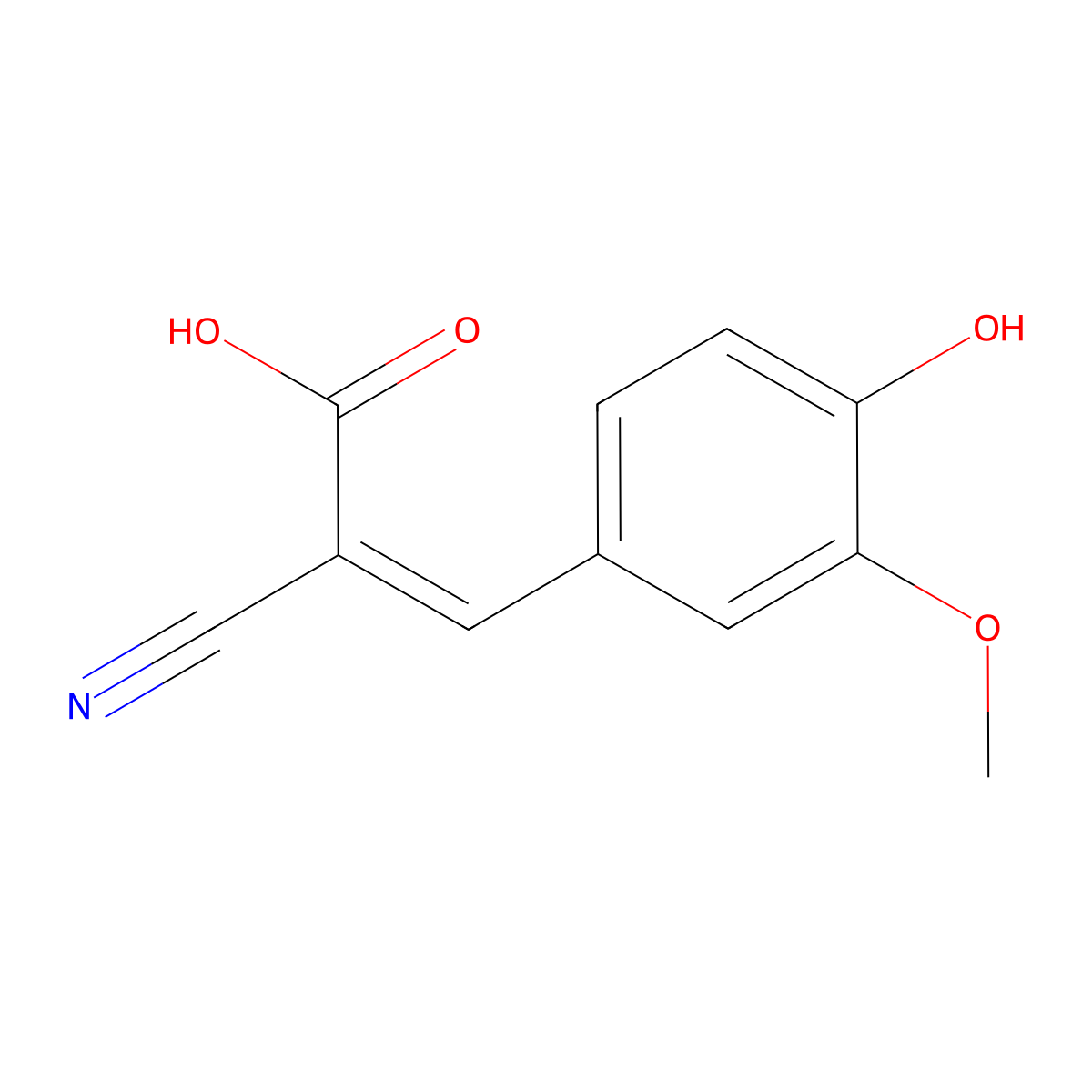2-Propenoic acid, 2-cyano-3-(4-hydroxy-3-methoxyphenyl)- molecular structure, CAS 72791-61-8