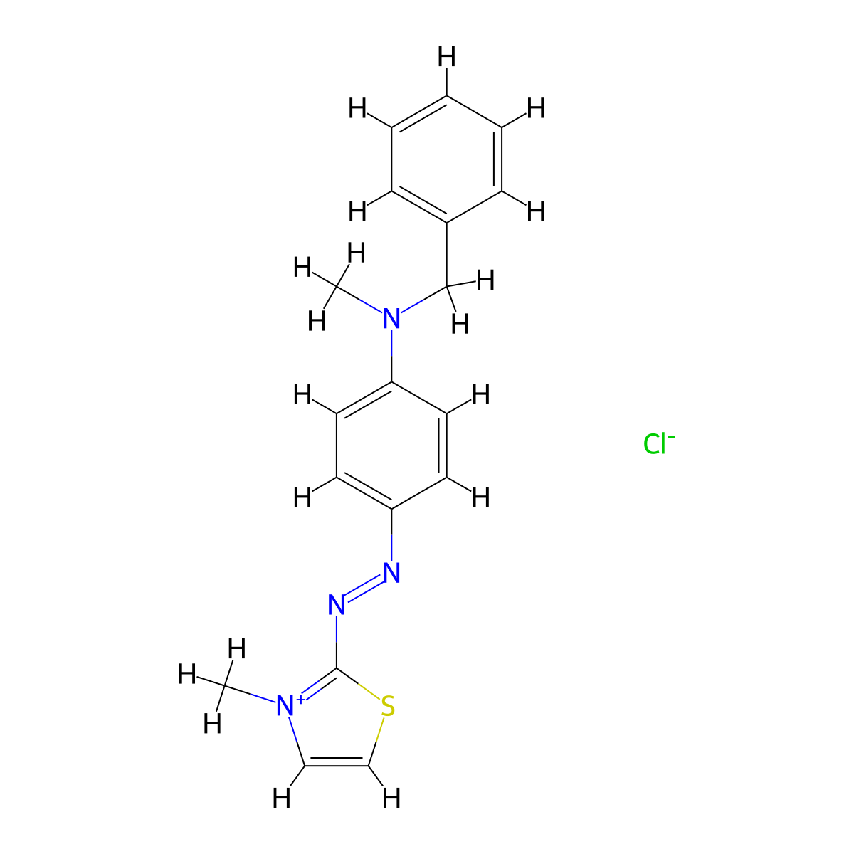 Thiazolium, 3-methyl-2-[2-[4-[methyl(phenylmethyl)amino]phenyl]diazenyl]-, chloride (1:1) molecular structure, CAS 72797-26-3