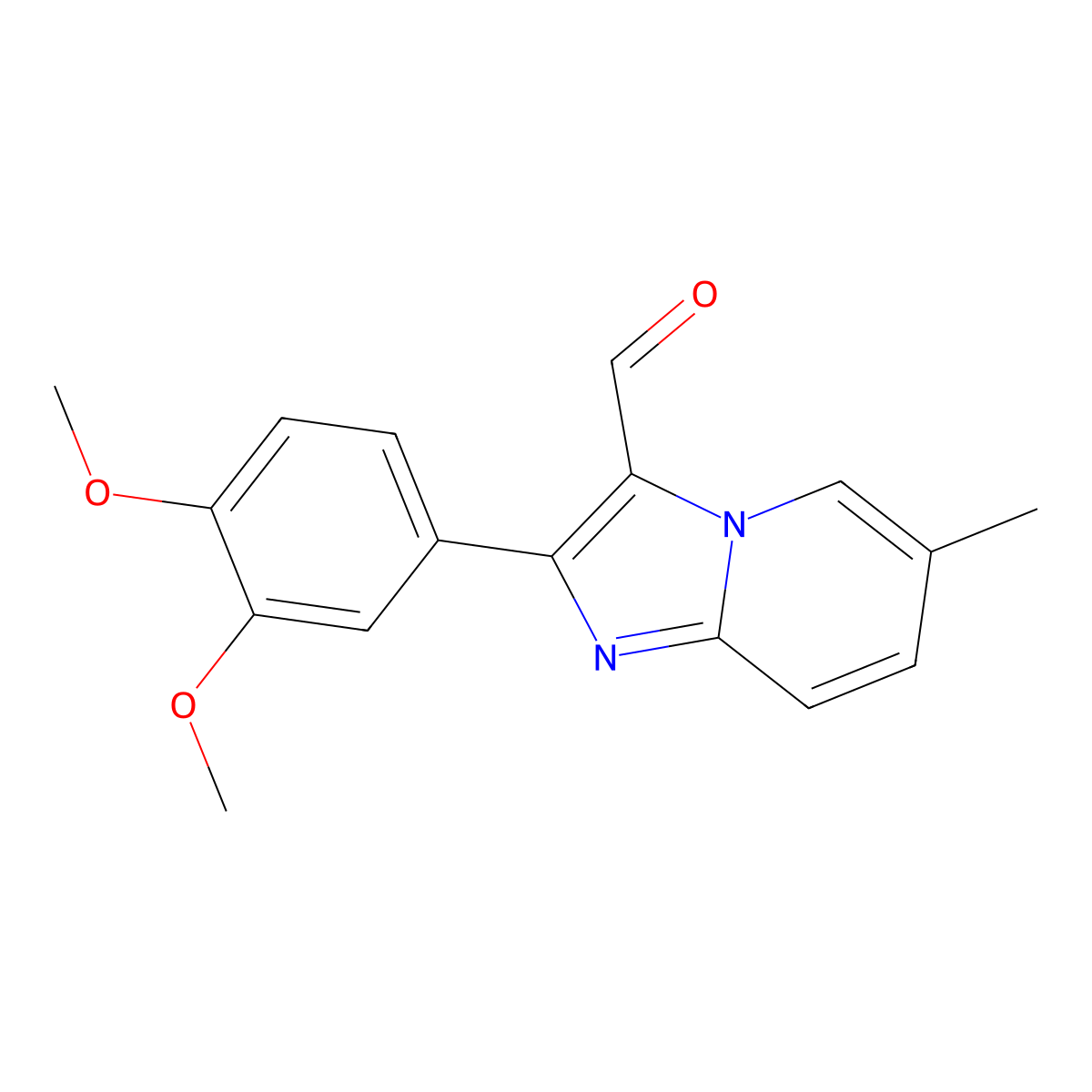 2-(3,4-Dimethoxyphenyl)-6-methylimidazo[1,2-a]pyridine-3-carbaldehyde molecular structure, CAS 727975-83-9