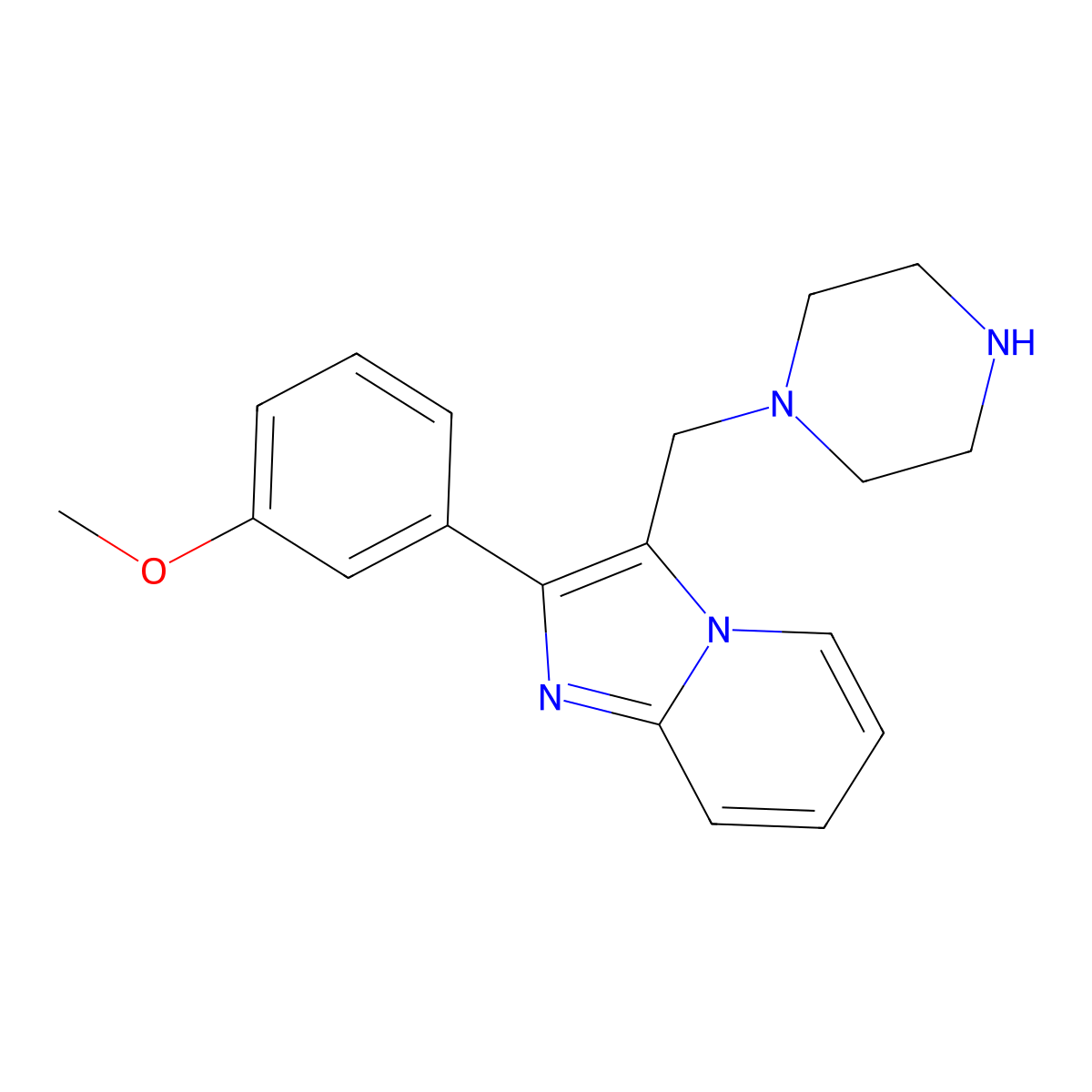 2-(3-Methoxy-phenyl)-3-piperazin-1-ylmethyl-imidazo[1,2-A]pyridine molecular structure, CAS 727977-40-4