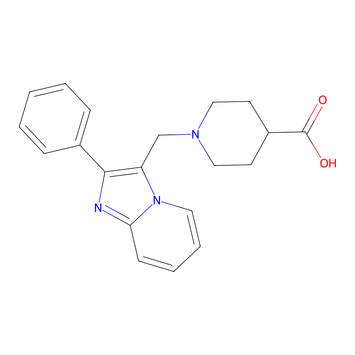 1-((2-Phenylimidazo[1,2-a]pyridin-3-yl)methyl)piperidine-4-carboxylic acid molecular structure, CAS 727977-47-1