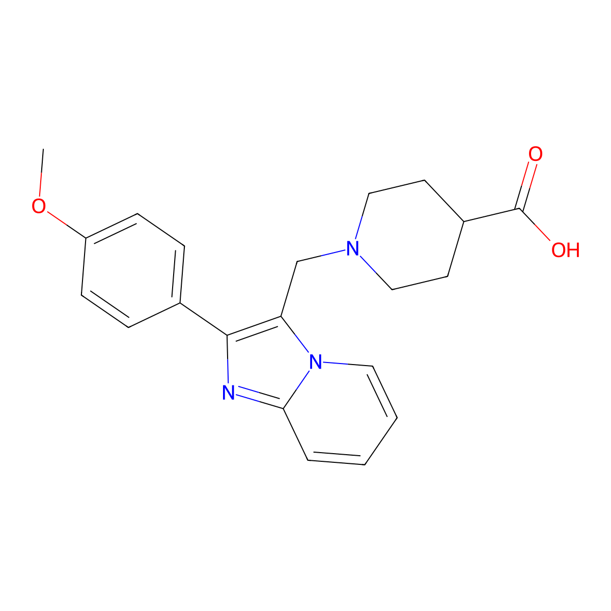 1-[2-(4-Methoxy-phenyl)-imidazo[1,2-a]pyridin-3-ylmethyl]-piperidine-4-carboxylic acid molecular structure, CAS 727977-49-3