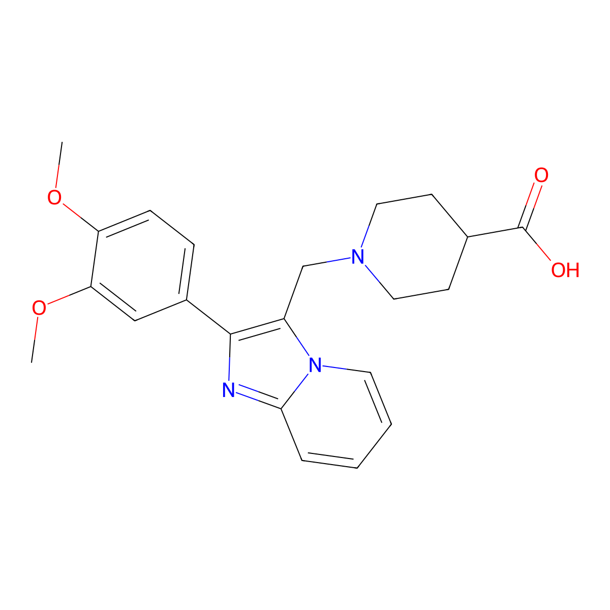 1-[2-(3,4-Dimethoxyphenyl)imidazo[1,2-A]pyridin-3-ylmethyl]piperidine-4-carboxylic acid molecular structure, CAS 727977-51-7