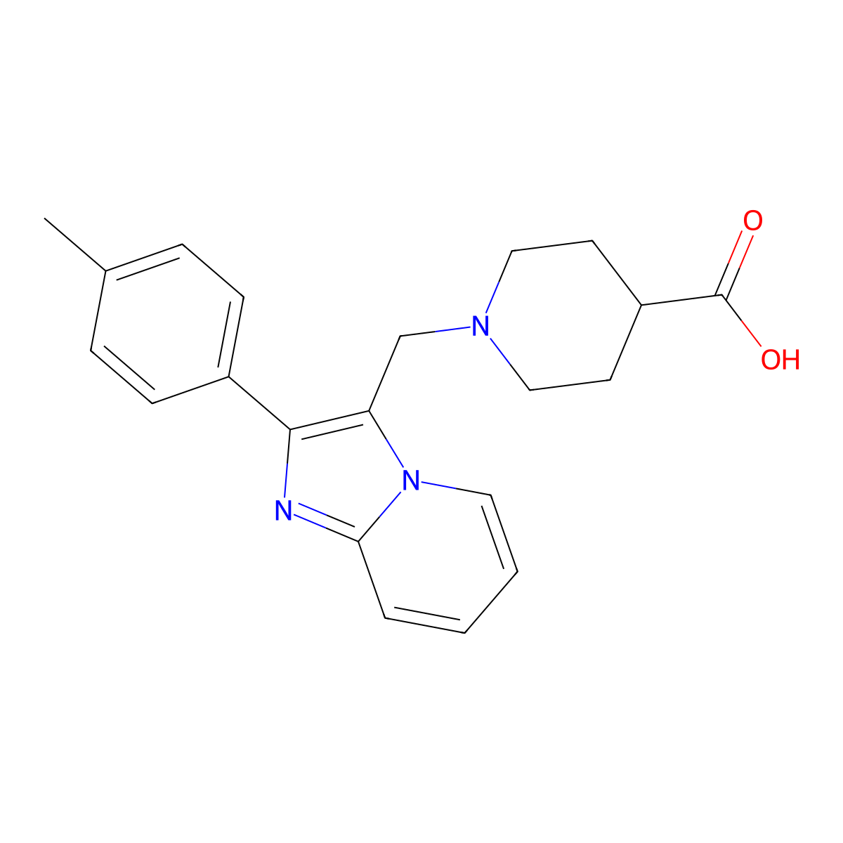 1-{[2-(4-Methylphenyl)imidazo[1,2-a]pyridin-3-yl]methyl}piperidine-4-carboxylic acid molecular structure, CAS 727977-55-1