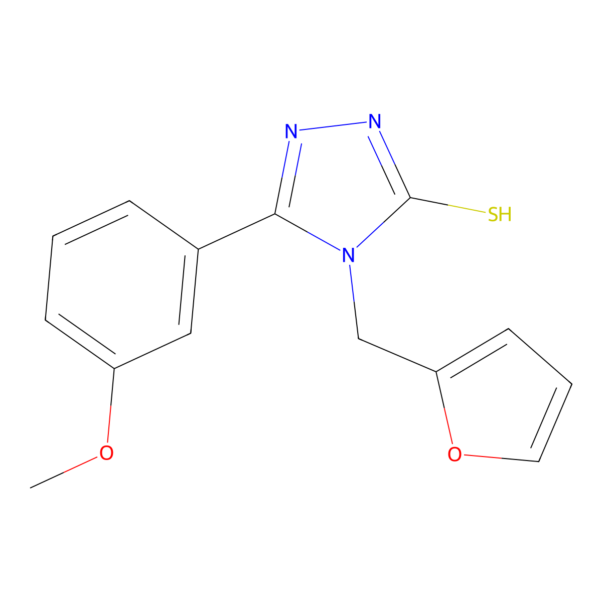 4-(furan-2-ylmethyl)-5-(3-methoxyphenyl)-4H-1,2,4-triazole-3-thiol molecular structure, CAS 727983-29-1