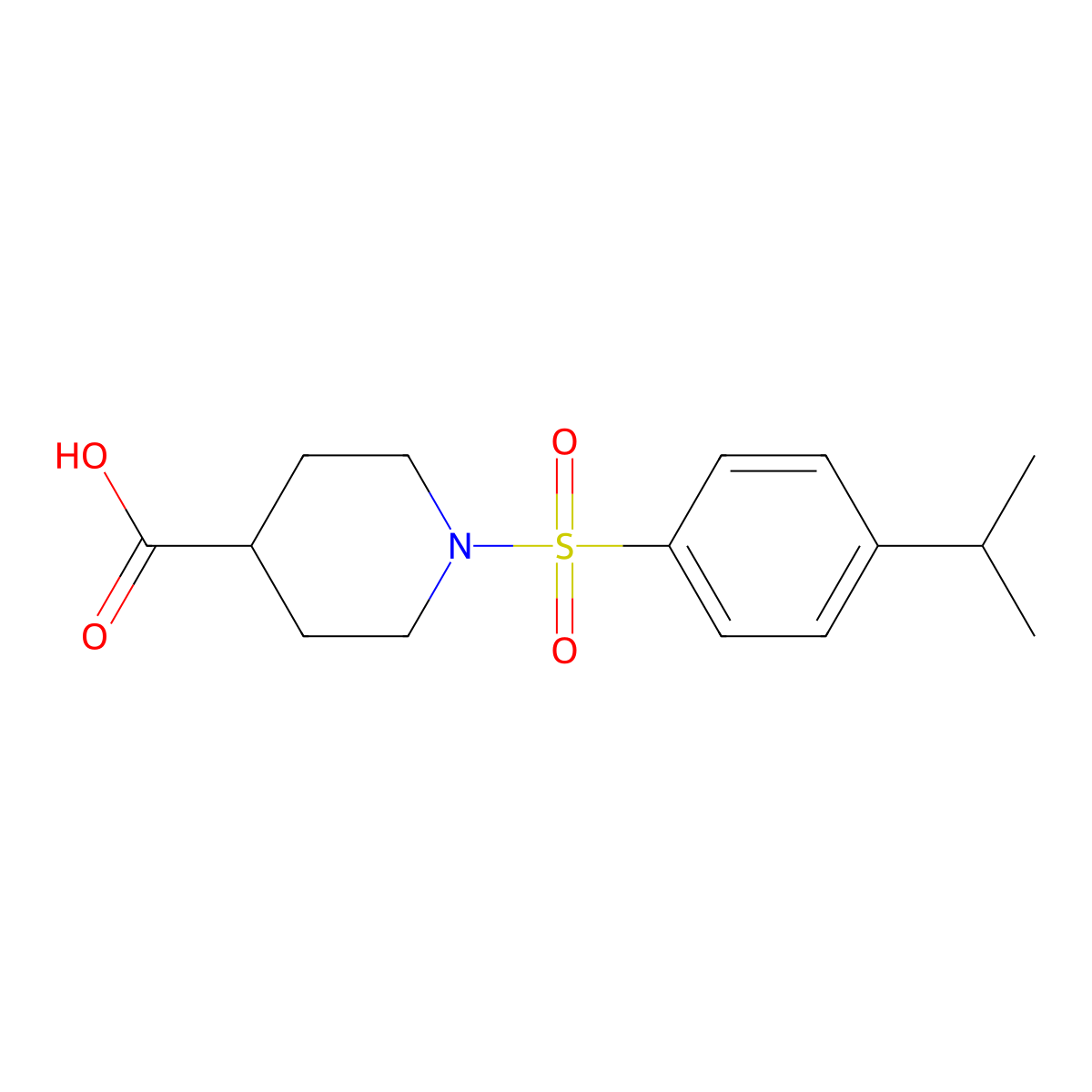 1-[4-(Propan-2-yl)benzenesulfonyl]piperidine-4-carboxylic acid molecular structure, CAS 727983-30-4