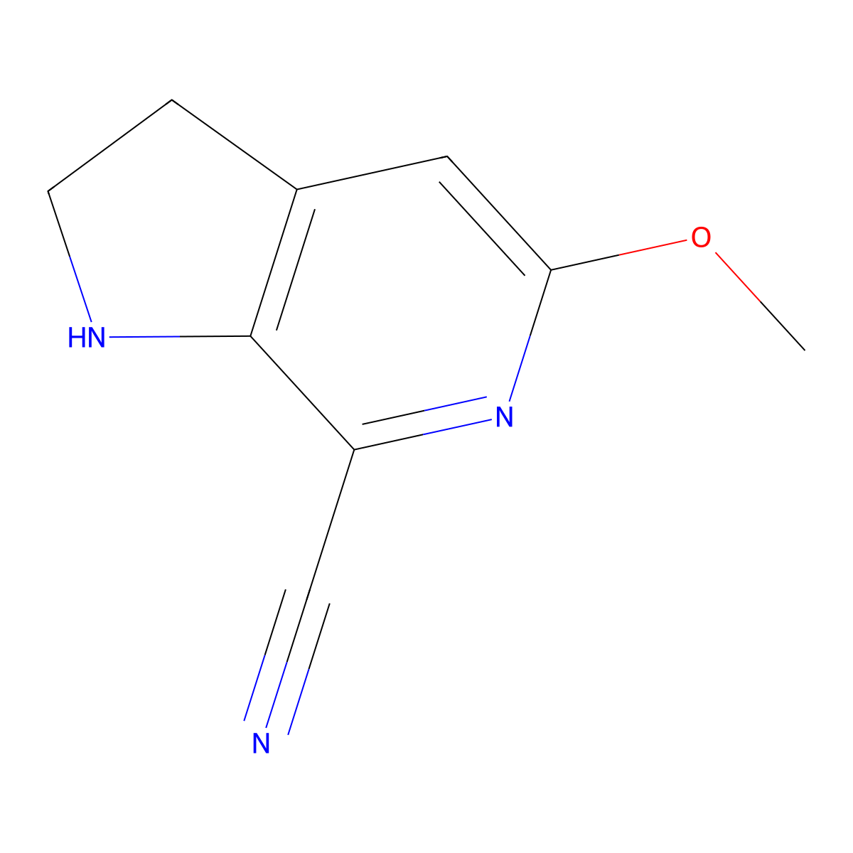 5-Methoxy-2,3-dihydro-1H-pyrrolo[2,3-c]pyridine-7-carbonitrile molecular structure, CAS 727993-76-2