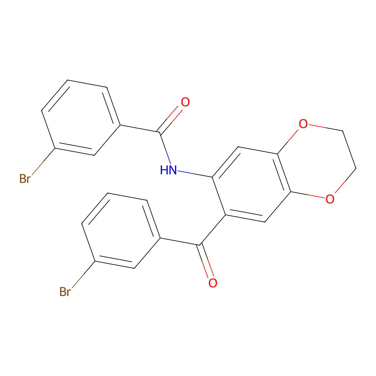 3-bromo-N-{7-[(3-bromophenyl)carbonyl]-2,3-dihydro-1,4-benzodioxin-6-yl}benzamide molecular structure, CAS 727995-02-0