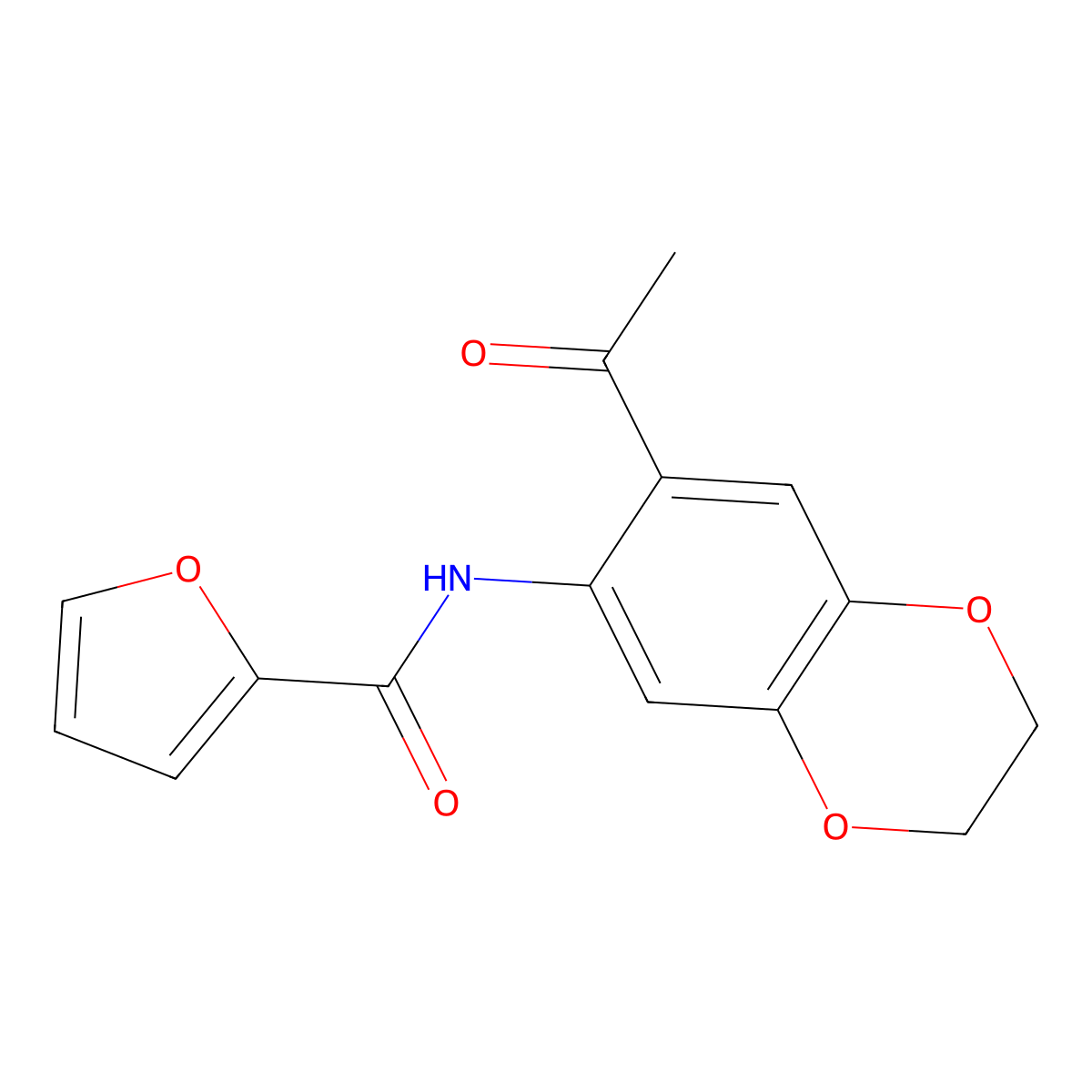 N-(7-acetyl-2,3-dihydro-1,4-benzodioxin-6-yl)furan-2-carboxamide molecular structure, CAS 727995-03-1