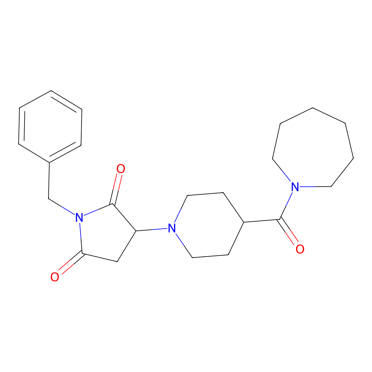 3-[4-(1-Azepanylcarbonyl)-1-piperidinyl]-1-benzyl-2,5-pyrrolidinedione molecular structure, CAS 727995-44-0