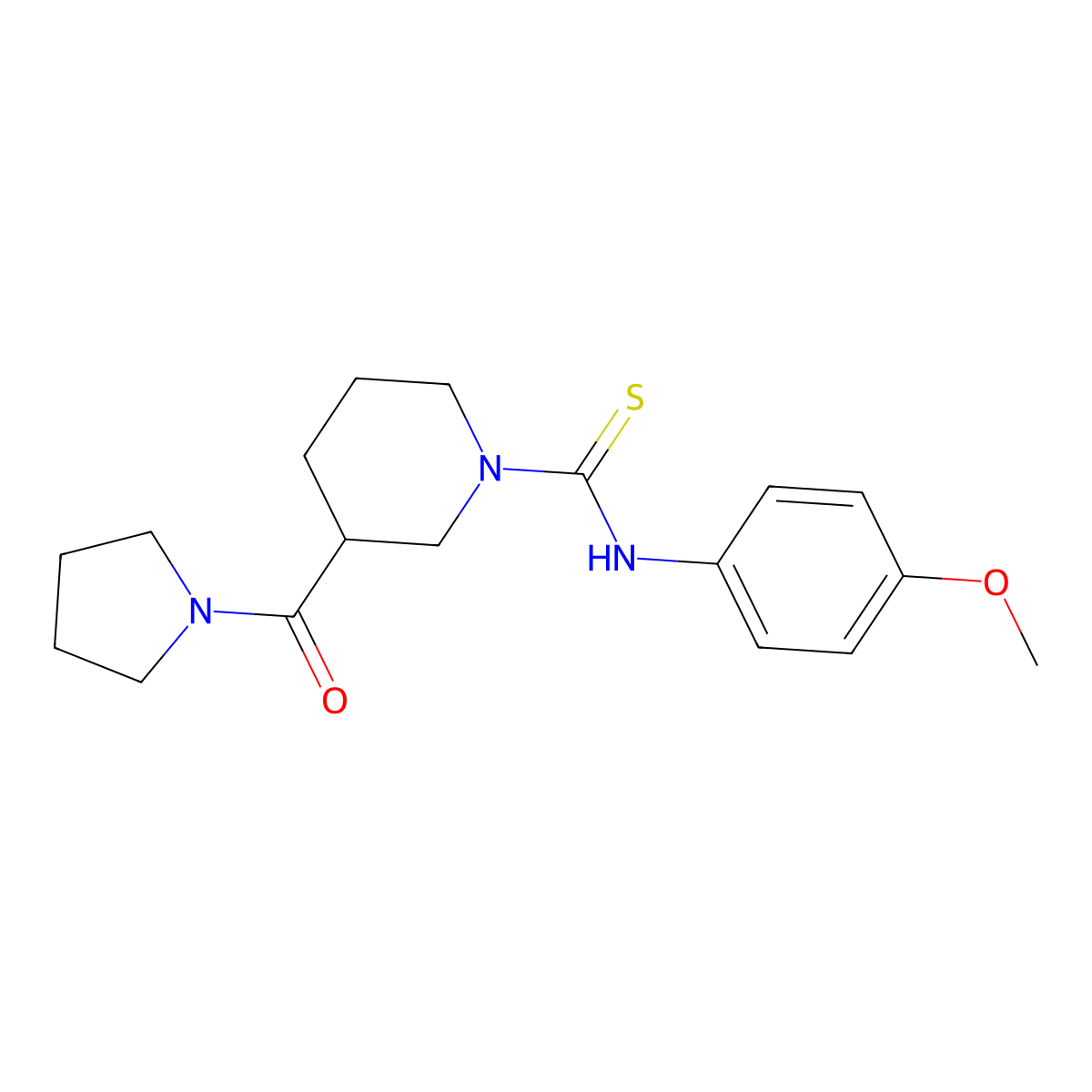 N-(4-methoxyphenyl)-3-(pyrrolidine-1-carbonyl)piperidine-1-carbothioamide molecular structure, CAS 727995-48-4