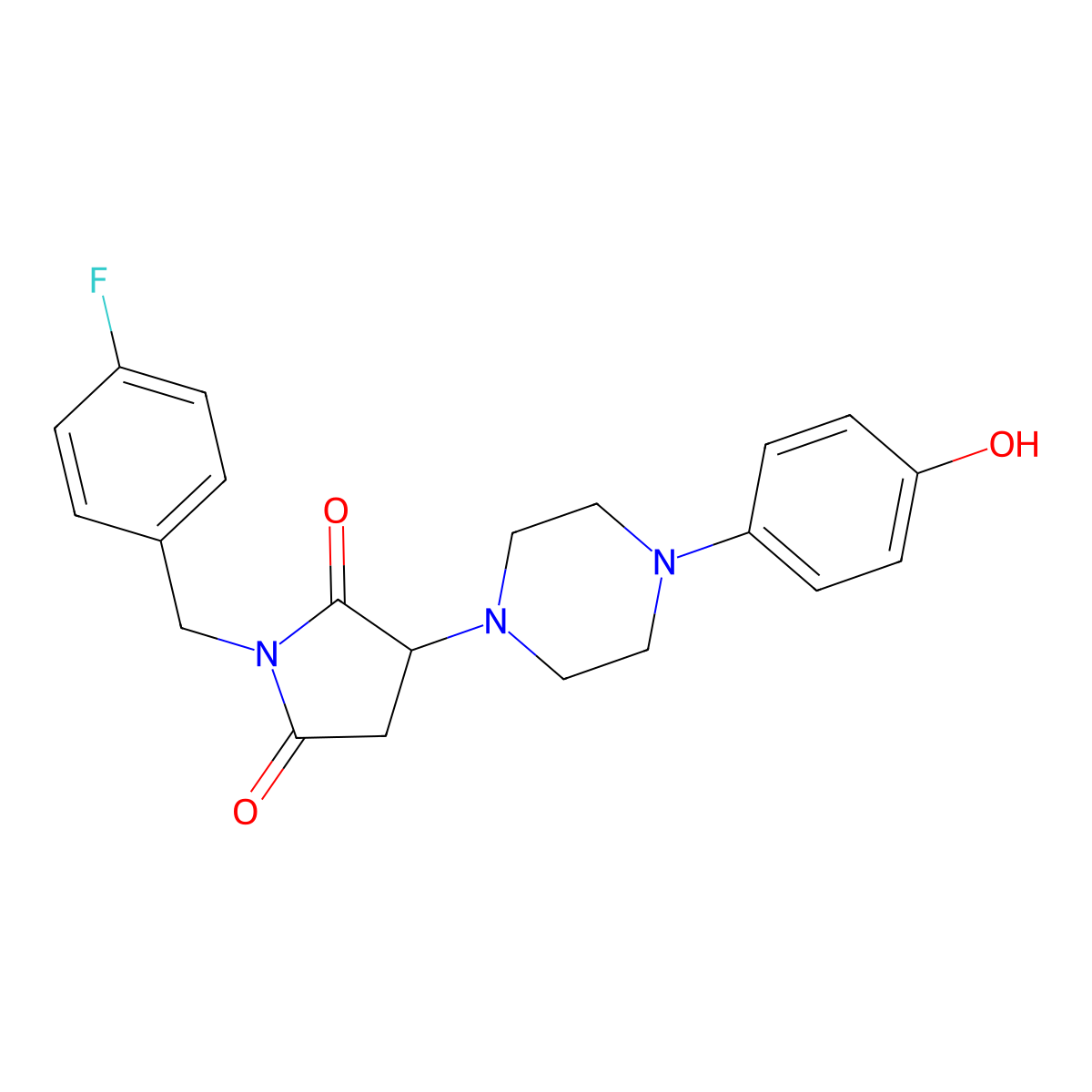 1-[(4-Fluorophenyl)methyl]-3-[4-(4-hydroxyphenyl)piperazin-1-yl]pyrrolidine-2,5-dione molecular structure, CAS 727995-64-4