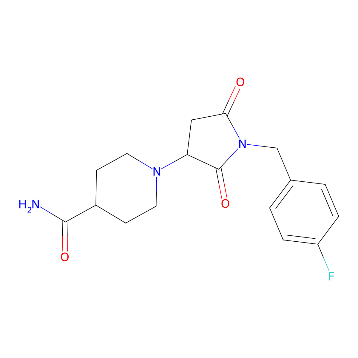 1-[1-(4-Fluorobenzyl)-2,5-dioxopyrrolidin-3-yl]piperidine-4-carboxamide molecular structure, CAS 727995-65-5