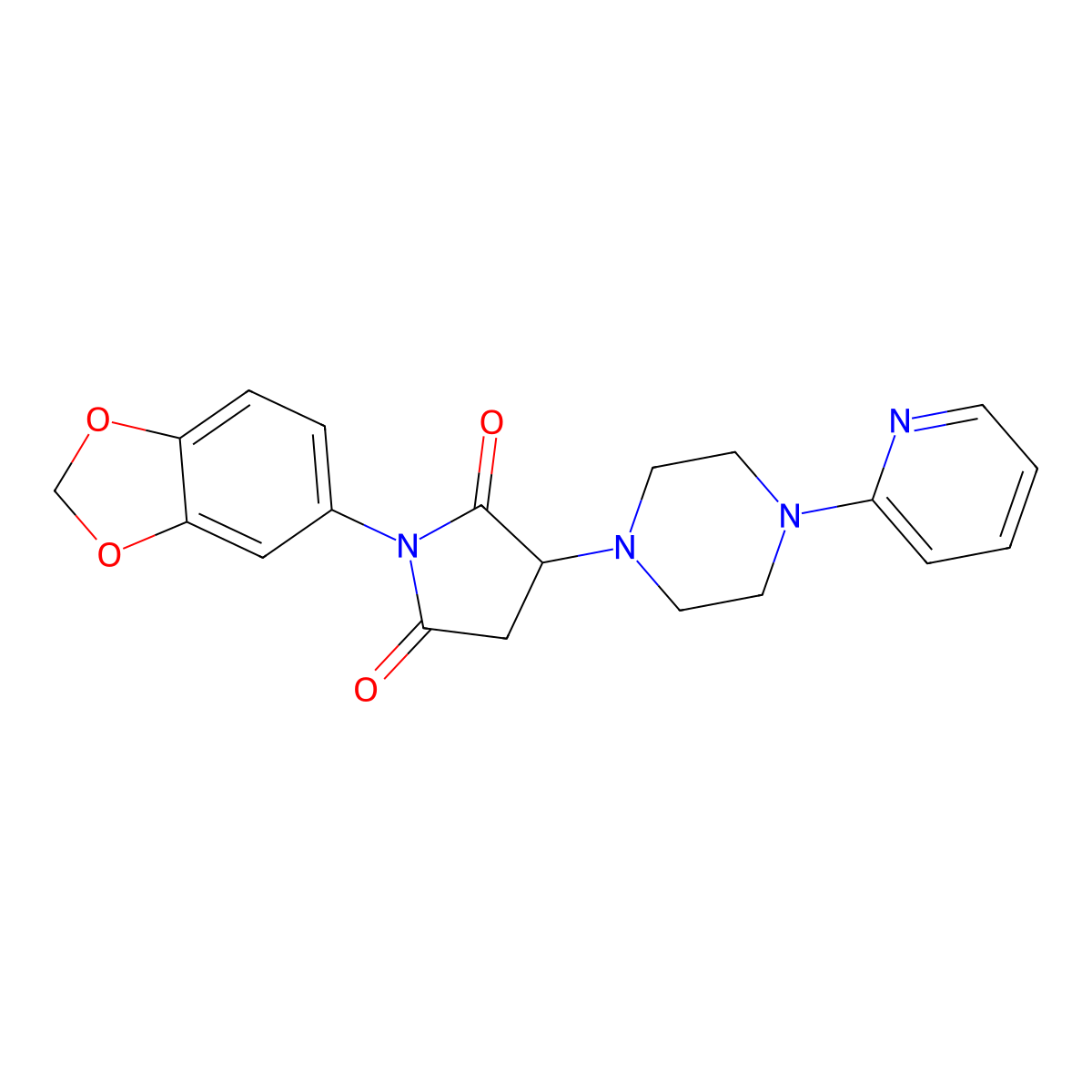 1-(1,3-Benzodioxol-5-yl)-3-(4-pyridin-2-ylpiperazin-1-yl)pyrrolidine-2,5-dione molecular structure, CAS 727995-96-2