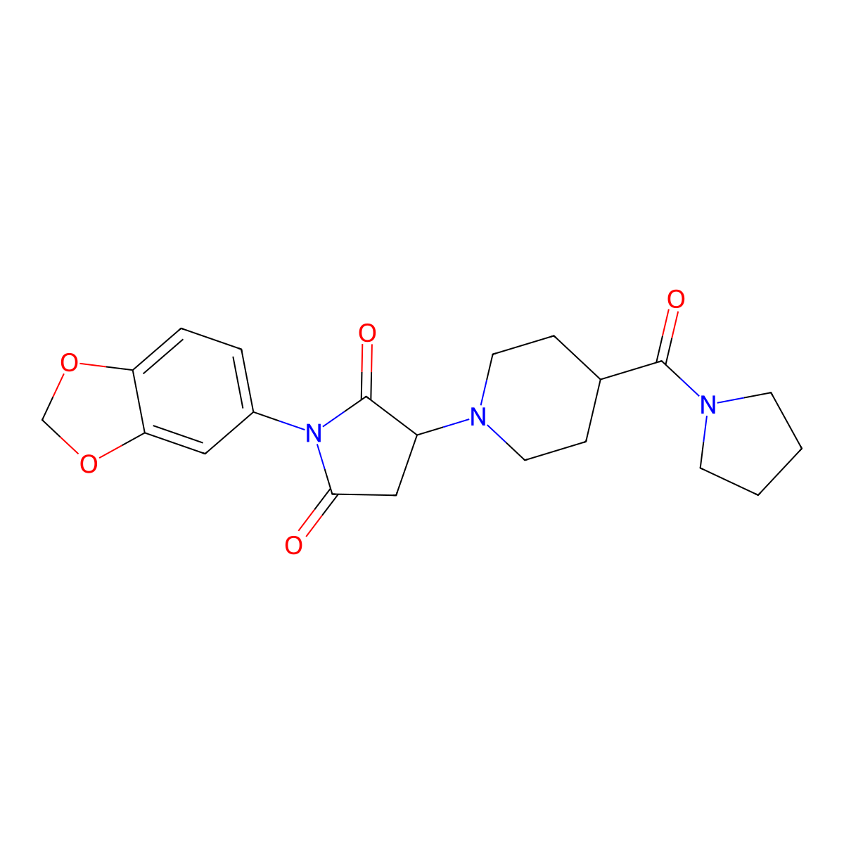 1-(1,3-Benzodioxol-5-yl)-3-[4-(pyrrolidine-1-carbonyl)piperidin-1-yl]pyrrolidine-2,5-dione molecular structure, CAS 727995-98-4
