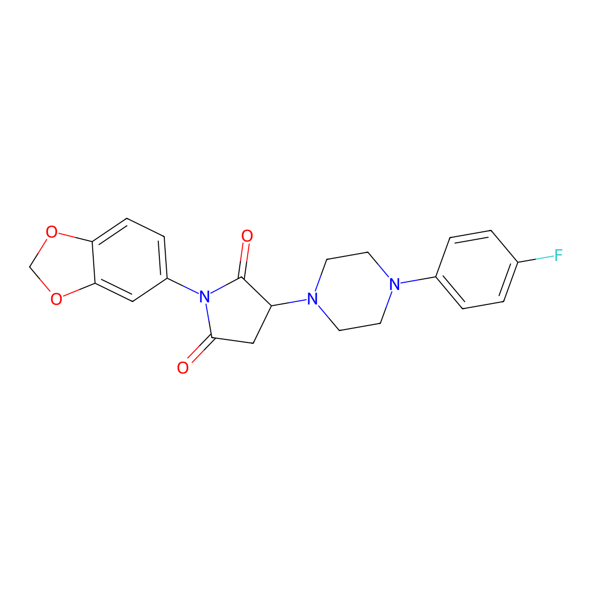 1-(1,3-Benzodioxol-5-yl)-3-[4-(4-fluorophenyl)piperazin-1-yl]pyrrolidine-2,5-dione molecular structure, CAS 727996-05-6