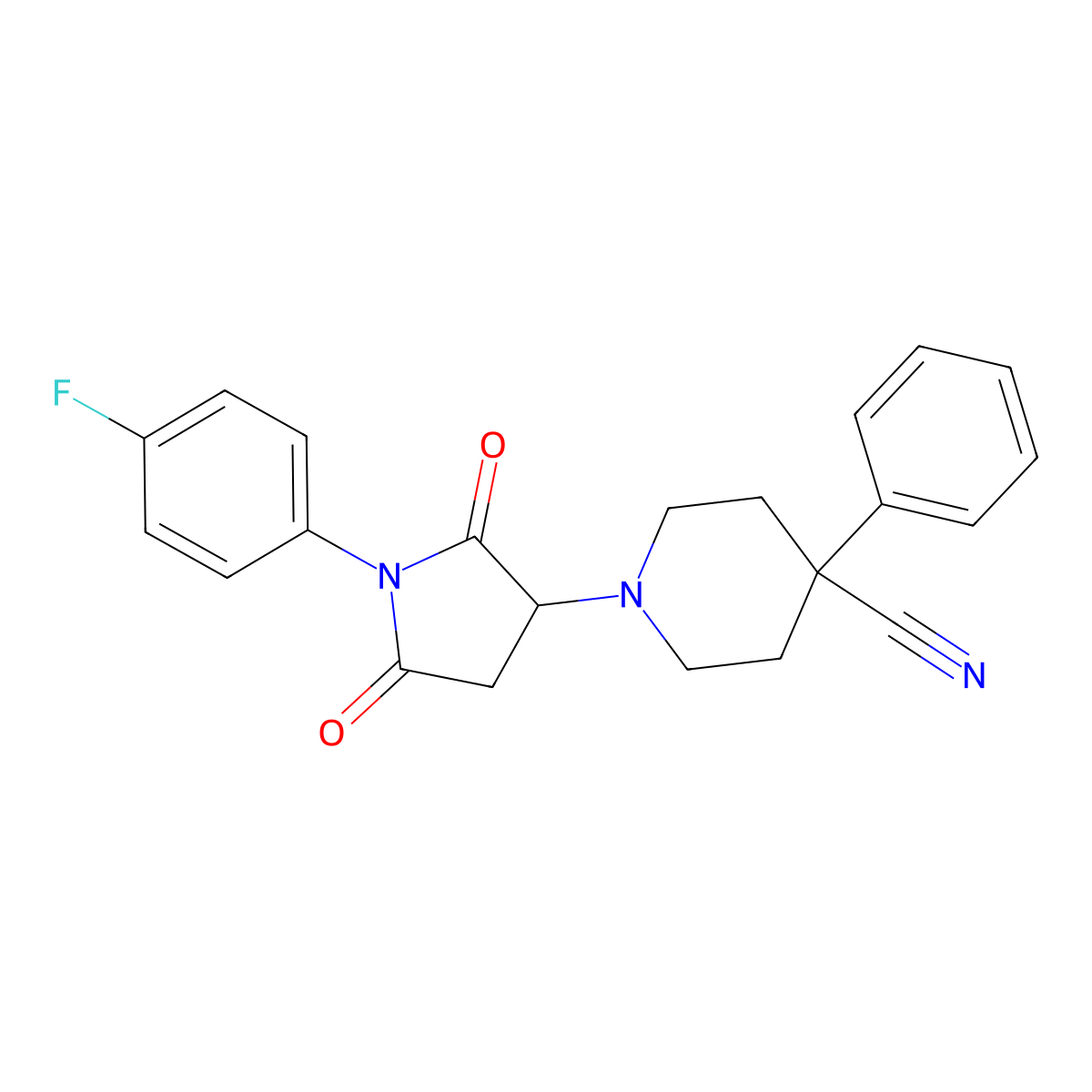 1-[1-(4-Fluorophenyl)-2,5-dioxopyrrolidin-3-yl]-4-phenylpiperidine-4-carbonitrile molecular structure, CAS 727996-07-8