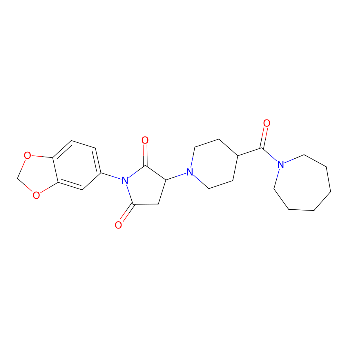 3-[4-(Azepan-1-ylcarbonyl)piperidin-1-yl]-1-(1,3-benzodioxol-5-yl)pyrrolidine-2,5-dione molecular structure, CAS 727996-11-4