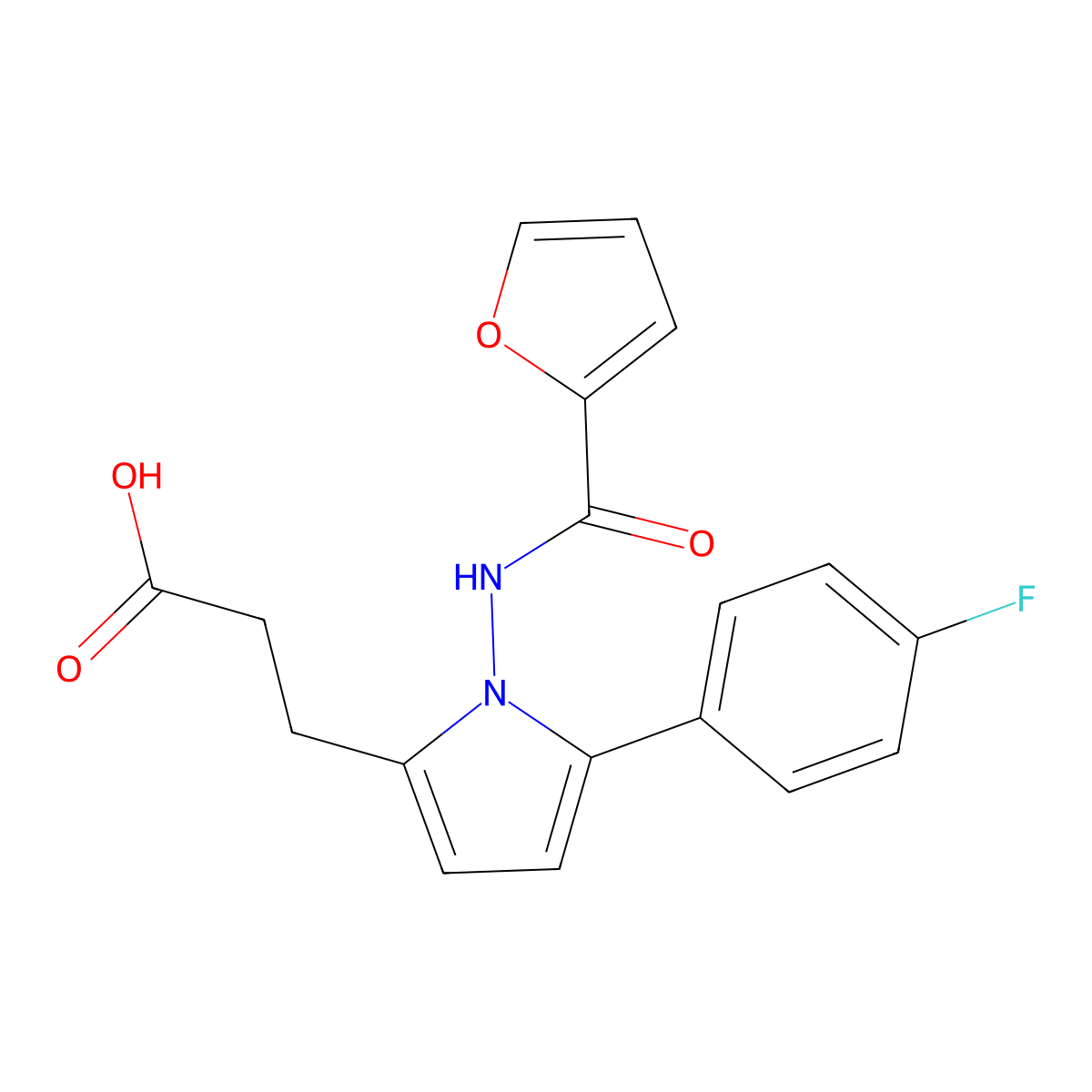 3-[5-(4-fluorophenyl)-1-(2-furoylamino)-1H-pyrrol-2-yl]propanoic acid molecular structure, CAS 727996-67-0