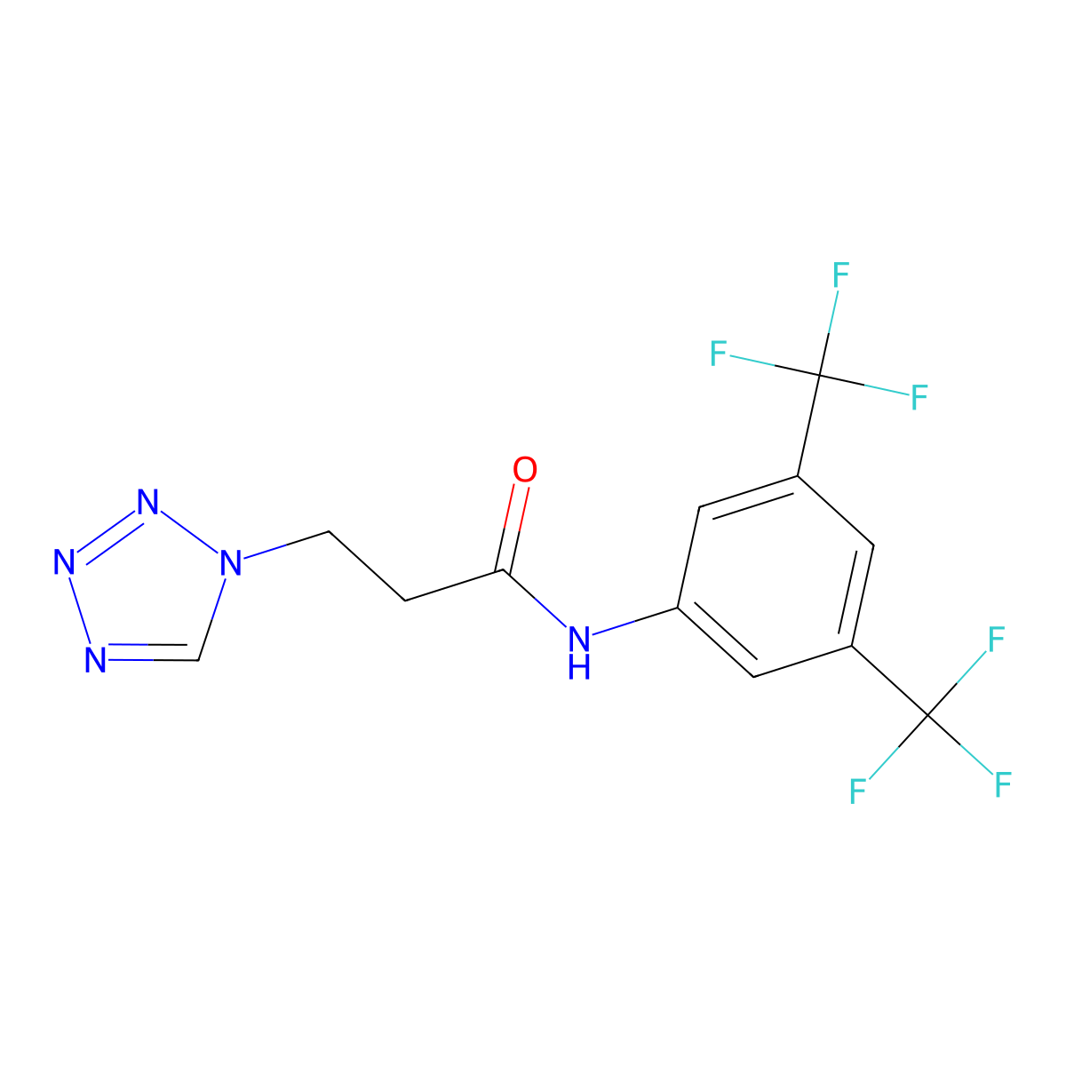 N-[3,5-bis(trifluoromethyl)phenyl]-3-(tetrazol-1-yl)propanamide molecular structure, CAS 727997-22-0