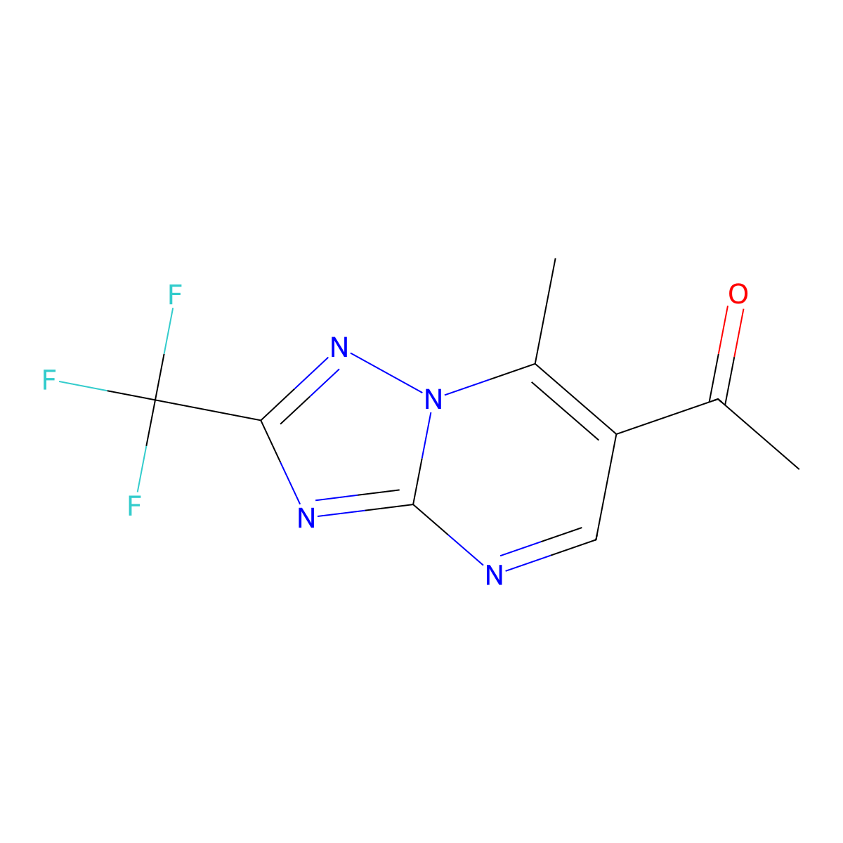 1-[7-Methyl-2-(trifluoromethyl)[1,2,4]triazolo[1,5-a]pyrimidin-6-yl]ethanone molecular structure, CAS 727997-39-9
