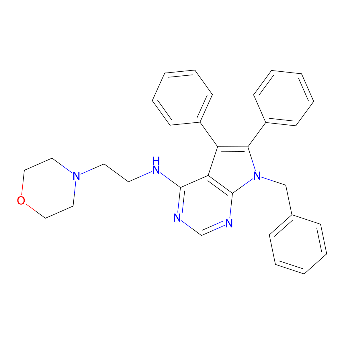 7-benzyl-N-(2-morpholin-4-ylethyl)-5,6-diphenylpyrrolo[2,3-d]pyrimidin-4-amine molecular structure, CAS 727998-83-6