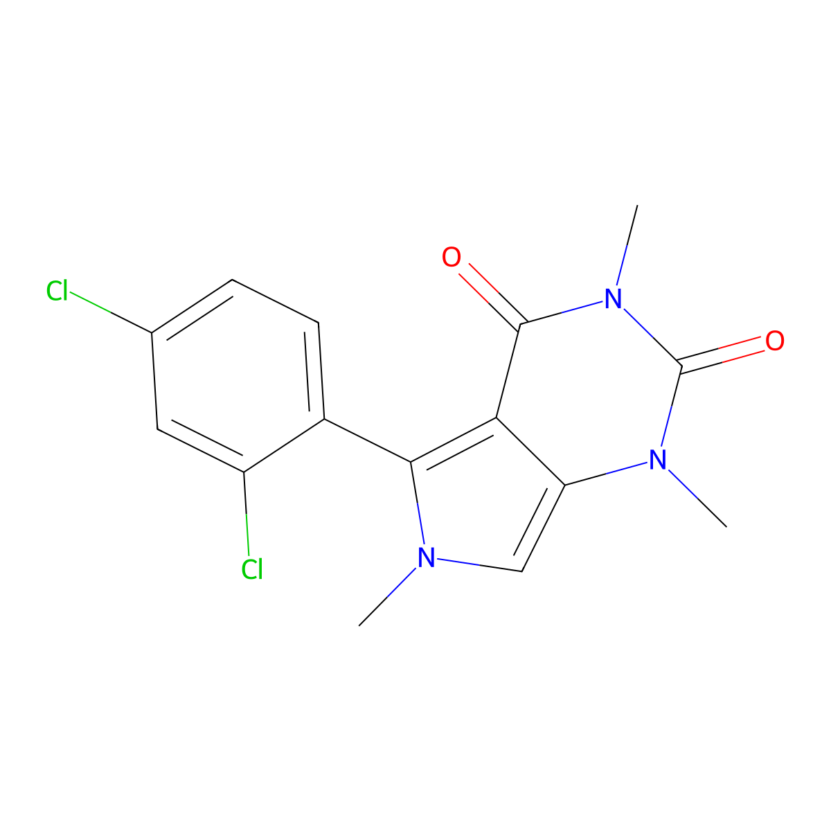 5-(2,4-dichlorophenyl)-1,3,6-trimethyl-1H-pyrrolo[3,4-d]pyrimidine-2,4(3H,6H)-dione molecular structure, CAS 727999-65-7