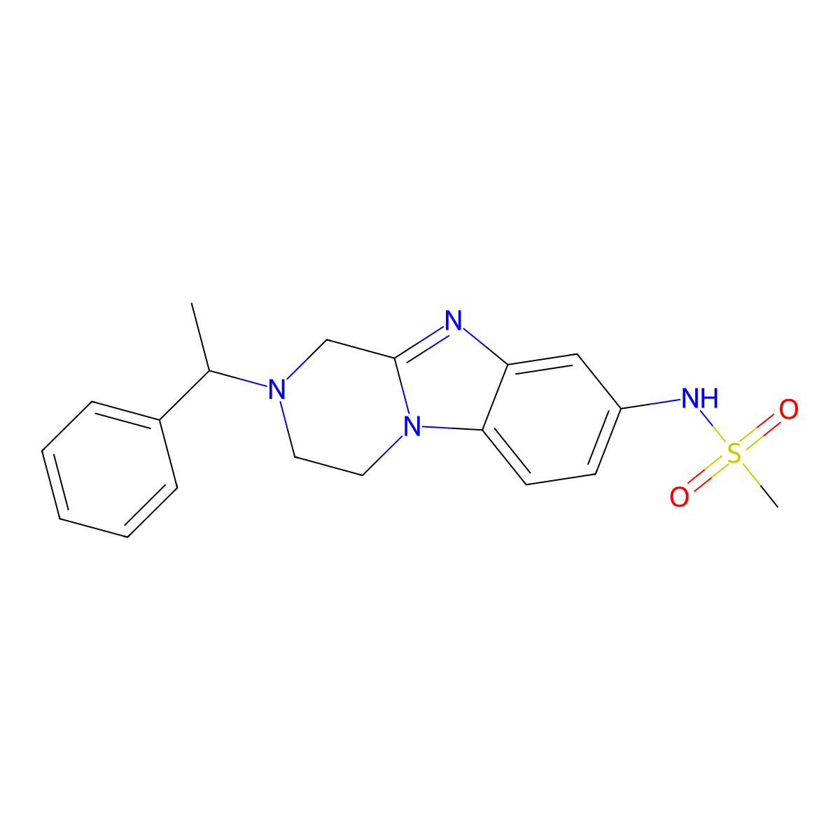 N-[2-(1-phenylethyl)-3,4-dihydro-1H-pyrazino[1,2-a]benzimidazol-8-yl]methanesulfonamide molecular structure, CAS 727999-72-6