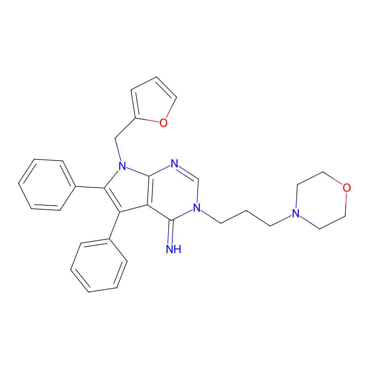 7-(Furan-2-ylmethyl)-3-(3-morpholin-4-ylpropyl)-5,6-diphenylpyrrolo[2,3-d]pyrimidin-4-imine molecular structure, CAS 727999-82-8
