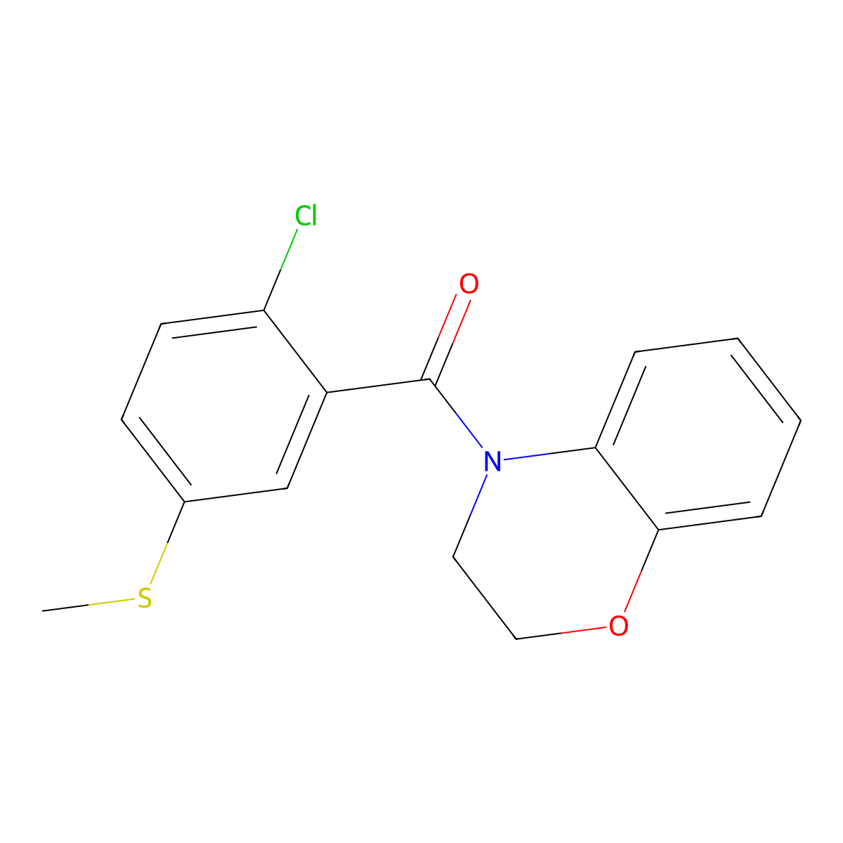 (2-Chloro-5-methylsulfanylphenyl)-(2,3-dihydro-1,4-benzoxazin-4-yl)methanone molecular structure, CAS 727999-99-7