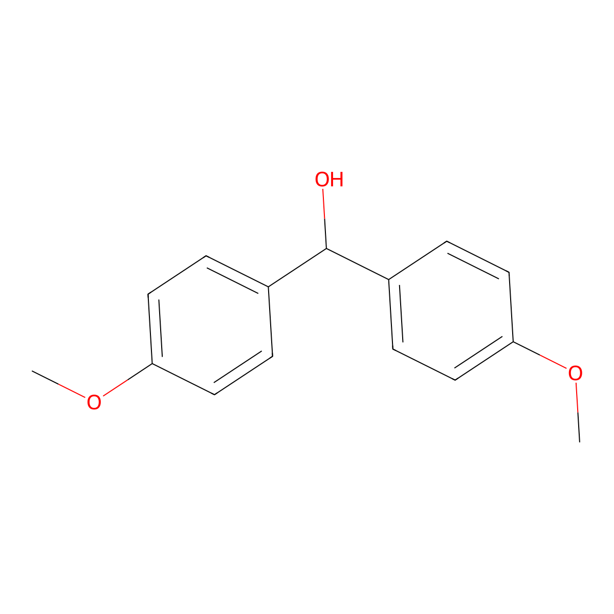 p,p'-Dimethoxybenzhydryl alcohol molecular structure, CAS 728-87-0