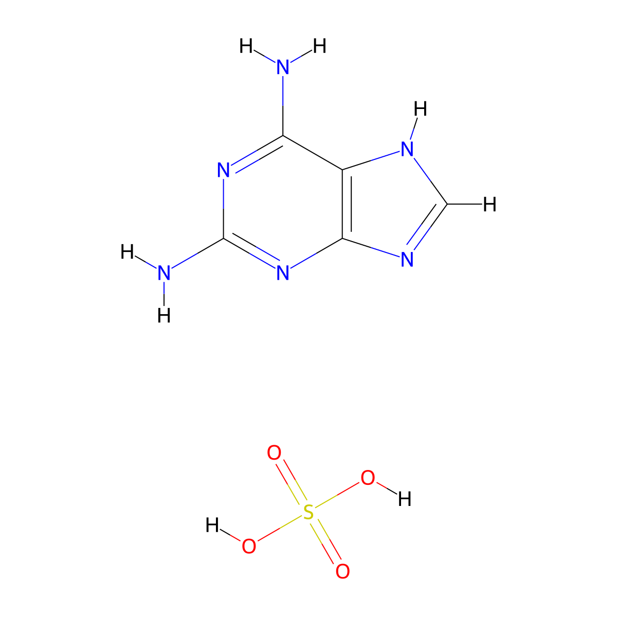 2,6-Diaminopurine sulfate molecular structure, CAS 7280-83-3