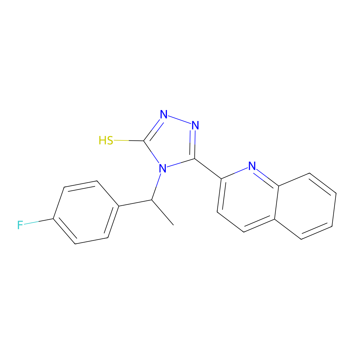 4-[1-(4-fluorophenyl)ethyl]-3-quinolin-2-yl-1H-1,2,4-triazole-5-thione molecular structure, CAS 728000-23-5