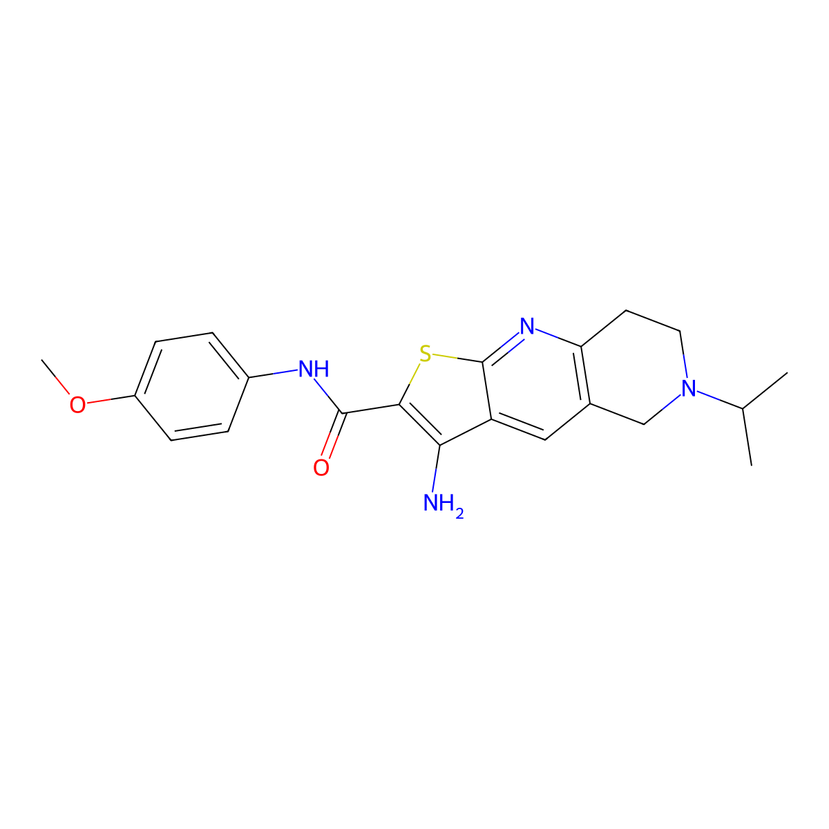 3-amino-6-isopropyl-N-(4-methoxyphenyl)-5,6,7,8-tetrahydrothieno[2,3-b][1,6]naphthyridine-2-carboxamide molecular structure, CAS 728000-33-7