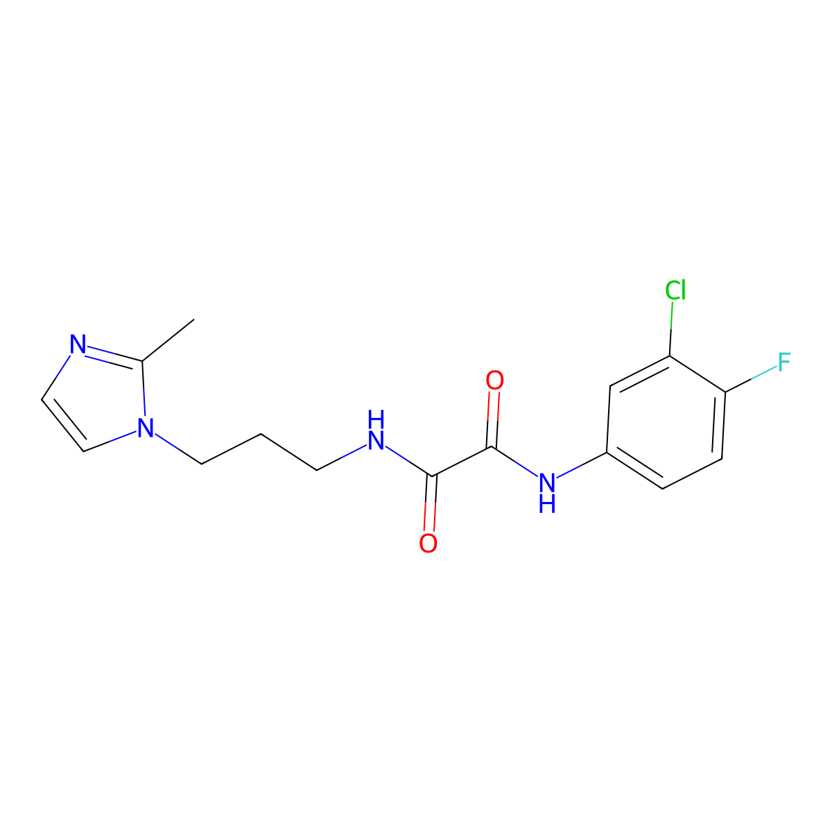 N'-(3-chloro-4-fluorophenyl)-N-[3-(2-methylimidazol-1-yl)propyl]oxamide molecular structure, CAS 728000-69-9