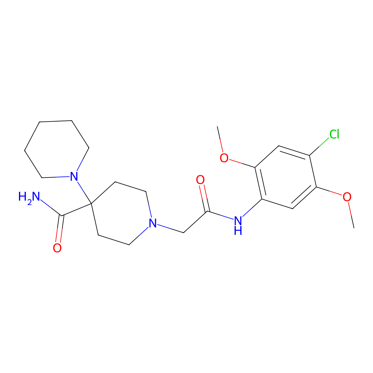 1-[2-(4-Chloro-2,5-dimethoxyanilino)-2-oxoethyl]-4-piperidin-1-ylpiperidine-4-carboxamide molecular structure, CAS 728001-15-8