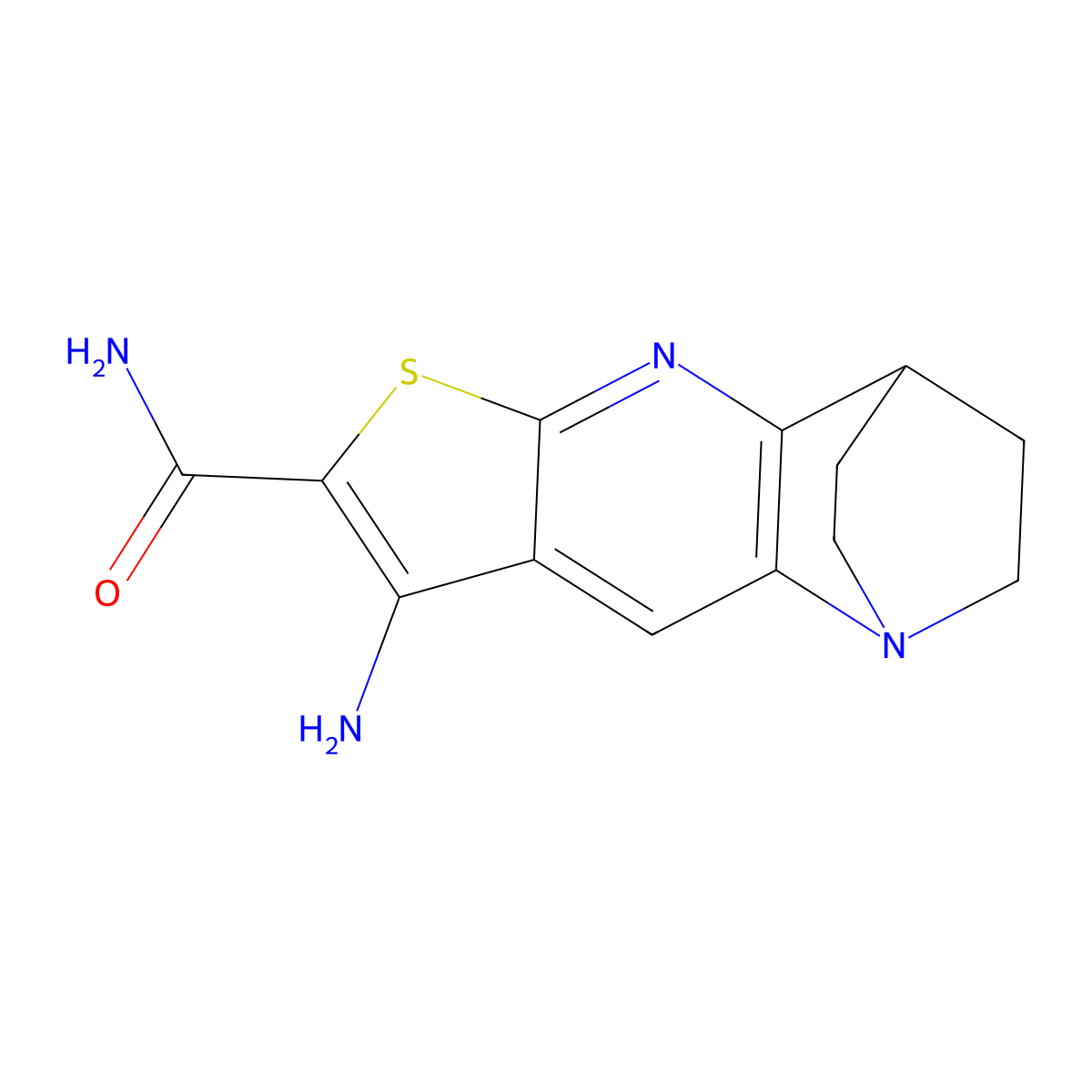 8-amino-3,4-dihydro-2H-1,4-ethanothieno[2,3-b][1,5]naphthyridine-7-carboxamide molecular structure, CAS 728001-63-6