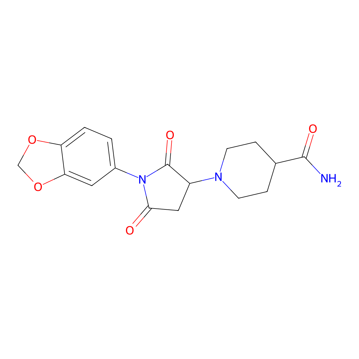 1-[1-(1,3-Benzodioxol-5-yl)-2,5-dioxopyrrolidin-3-yl]piperidine-4-carboxamide molecular structure, CAS 728002-33-3