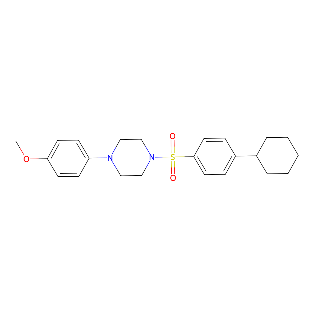 1-[(4-Cyclohexylphenyl)sulfonyl]-4-(4-methoxyphenyl)piperazine molecular structure, CAS 728002-34-4