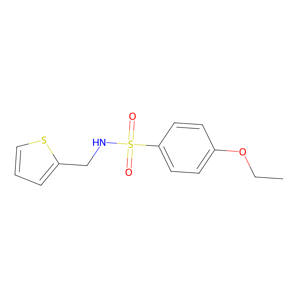 4-ethoxy-N-(thiophen-2-ylmethyl)benzenesulfonamide molecular structure, CAS 728002-42-4