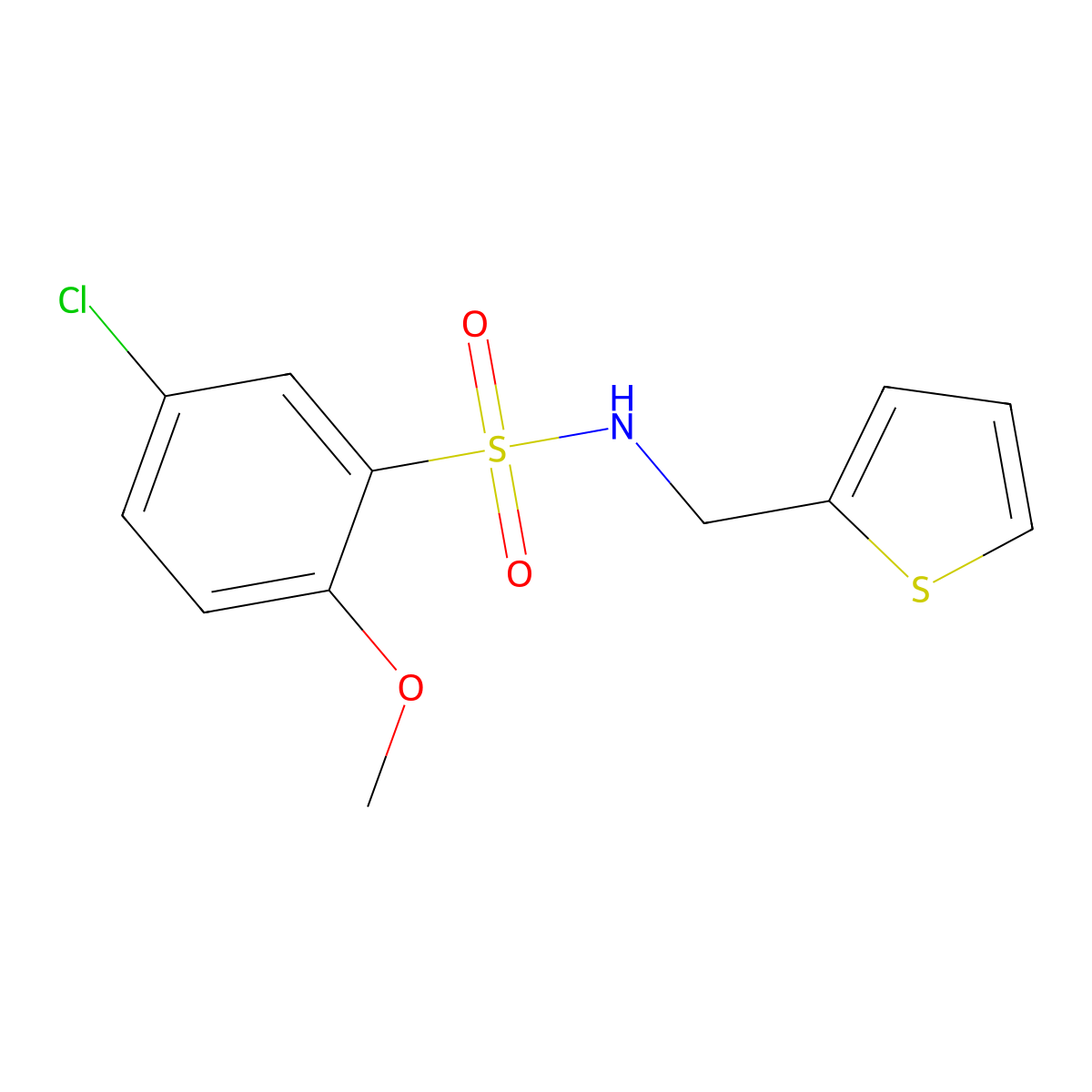 5-chloro-2-methoxy-N-(2-thienylmethyl)benzenesulfonamide molecular structure, CAS 728002-43-5