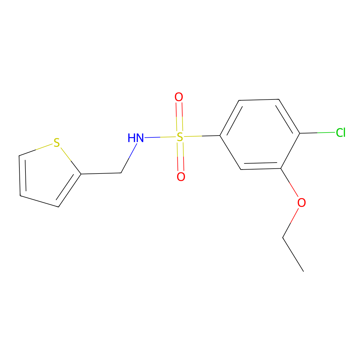 4-chloro-3-ethoxy-N-(2-thienylmethyl)benzenesulfonamide molecular structure, CAS 728002-44-6