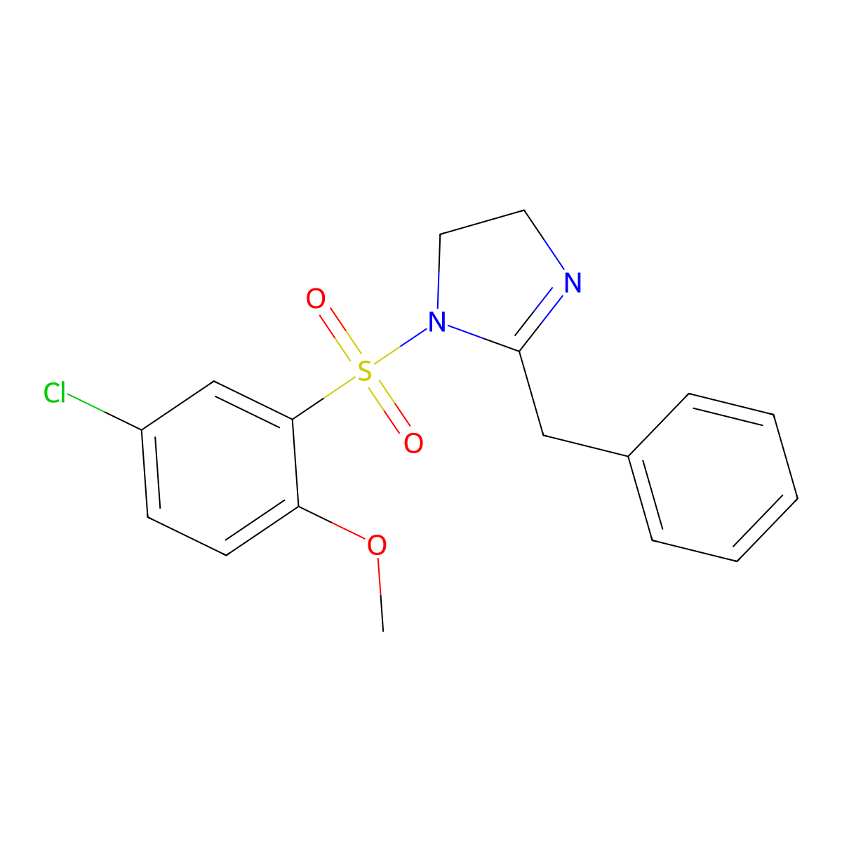 2-Benzyl-1-(5-chloro-2-methoxyphenyl)sulfonyl-4,5-dihydroimidazole molecular structure, CAS 728002-45-7