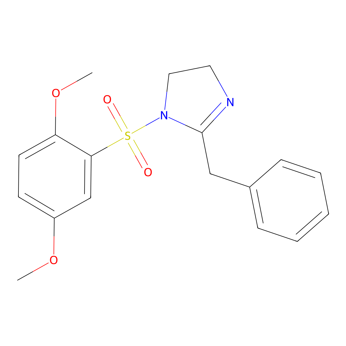 2-benzyl-1-[(2,5-dimethoxyphenyl)sulfonyl]-4,5-dihydro-1H-imidazole molecular structure, CAS 728002-47-9