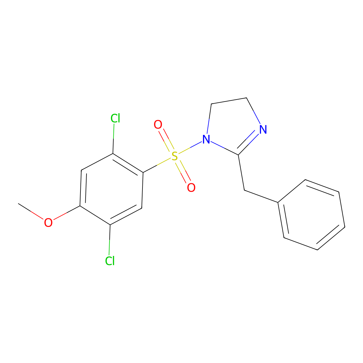 2-Benzyl-1-(2,5-dichloro-4-methoxyphenyl)sulfonyl-4,5-dihydroimidazole molecular structure, CAS 728002-51-5