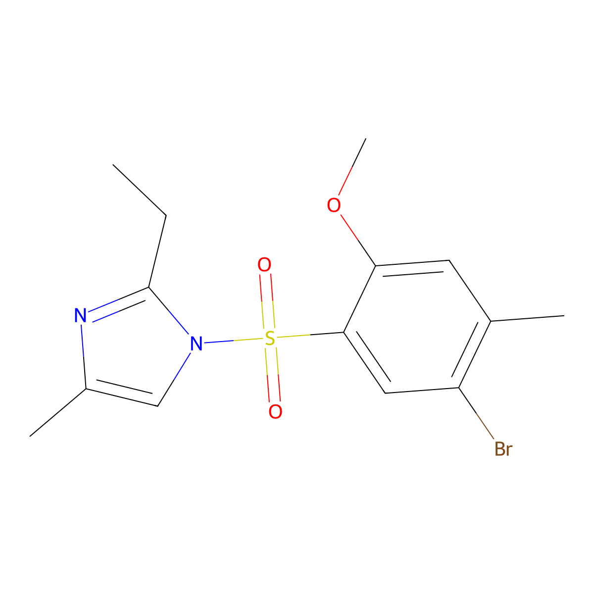 1-[(5-bromo-2-methoxy-4-methylphenyl)sulfonyl]-2-ethyl-4-methyl-1H-imidazole molecular structure, CAS 728002-53-7