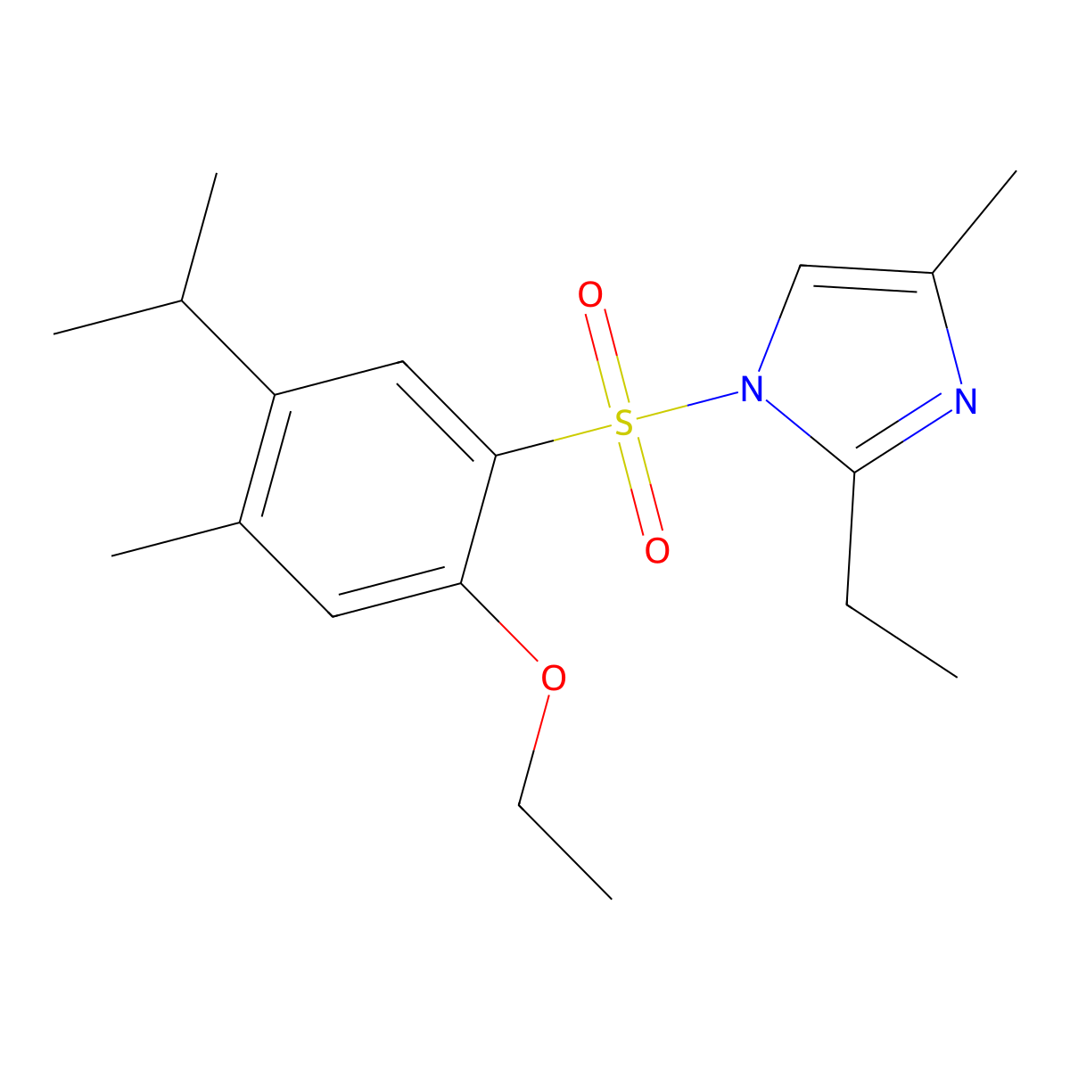 1H-Imidazole, 1-[[2-ethoxy-4-methyl-5-(1-methylethyl)phenyl]sulfonyl]-2-ethyl-4-methyl- molecular structure, CAS 728002-54-8