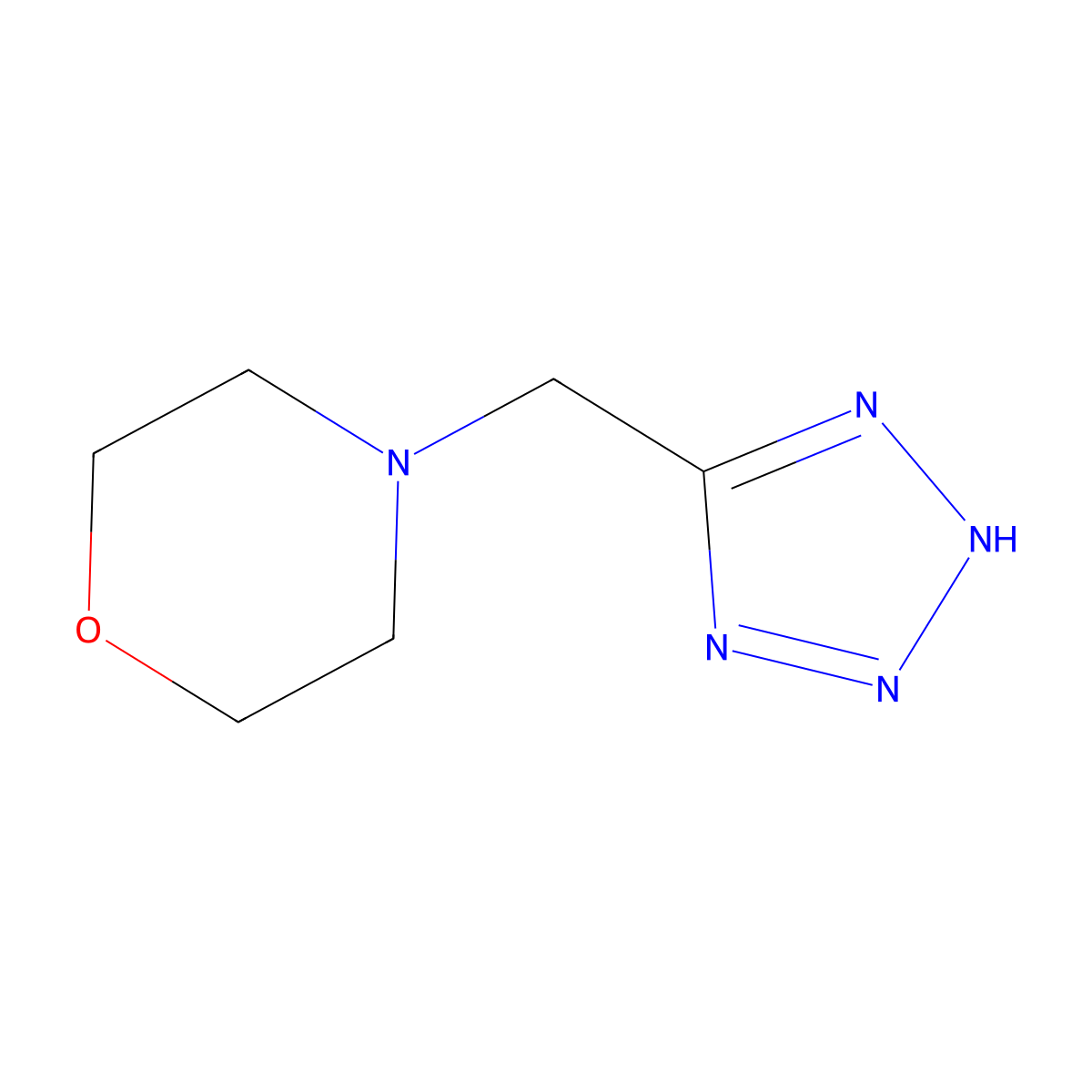 4-(1H-tetrazol-5-ylmethyl)morpholine molecular structure, CAS 728002-74-2