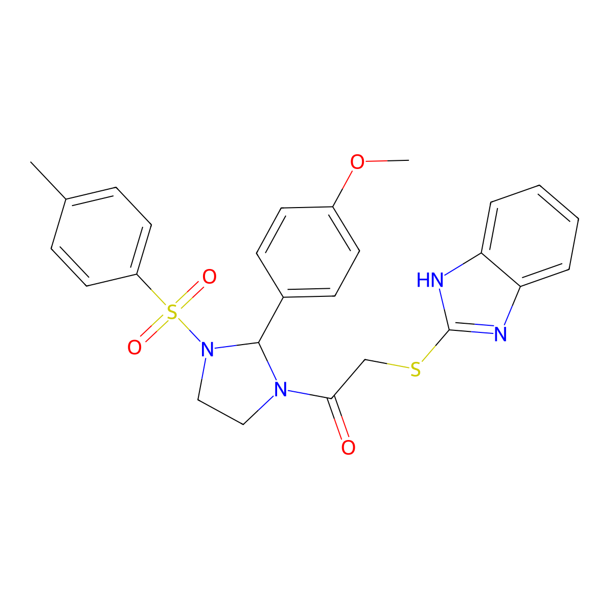 2-(1H-benzimidazol-2-ylsulfanyl)-1-[2-(4-methoxyphenyl)-3-(4-methylphenyl)sulfonylimidazolidin-1-yl]ethanone molecular structure, CAS 728002-80-0